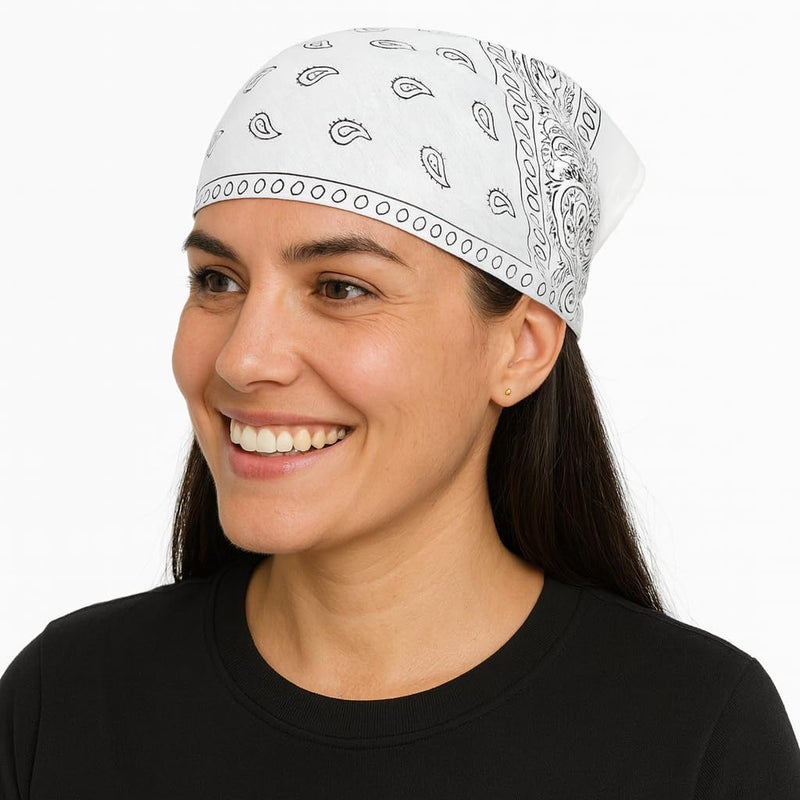 SUNRIBE 3 Pack Paisley Bandanas – 100% Cotton Square 21x21 Head Wrap, Headband, Face Cover, Neck Scarf for Men & Women - Image 2